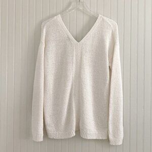 Theory Double V-Neck Cotton Sweater